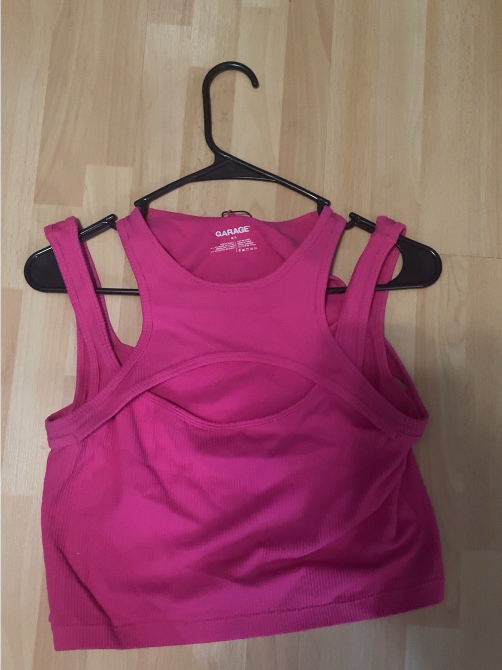 Garage Hot Pink Racerback Tank with Front Cutout